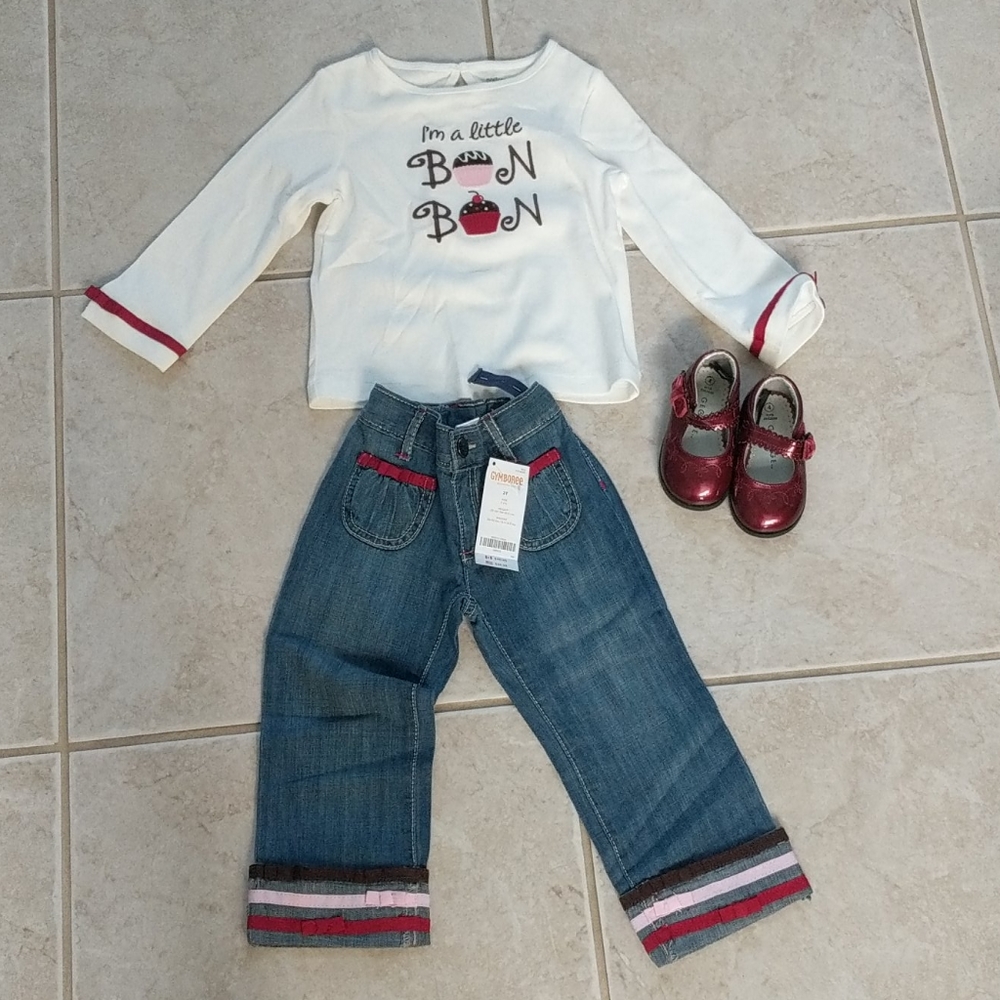 NWT I'm a little bon bon shirt and jeans set